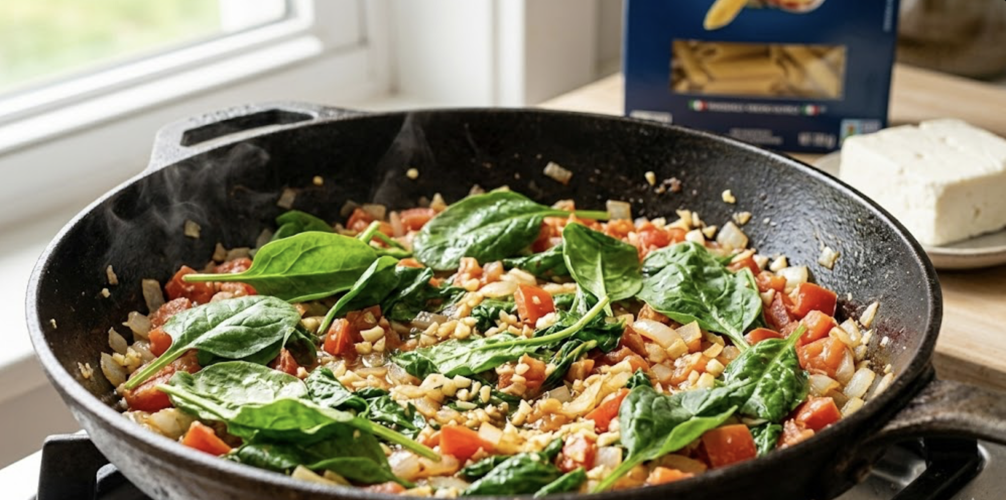 Looking for the best Spinach and Feta Pasta recipe? This 20-minute meal uses fresh spinach, garlic, and feta for a delicious, easy, and healthy dinner.
