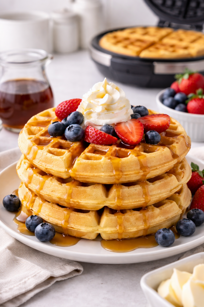 Looking for the best waffle recipe? This easy waffle recipe creates perfectly fluffy waffles with a crispy finish every time!
