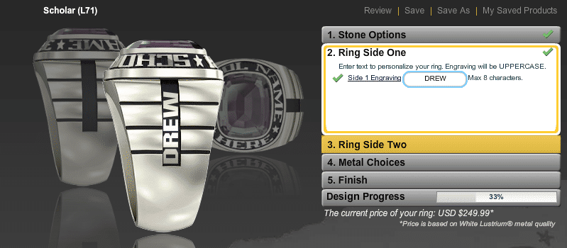Jostens High School ShadowCast Rings