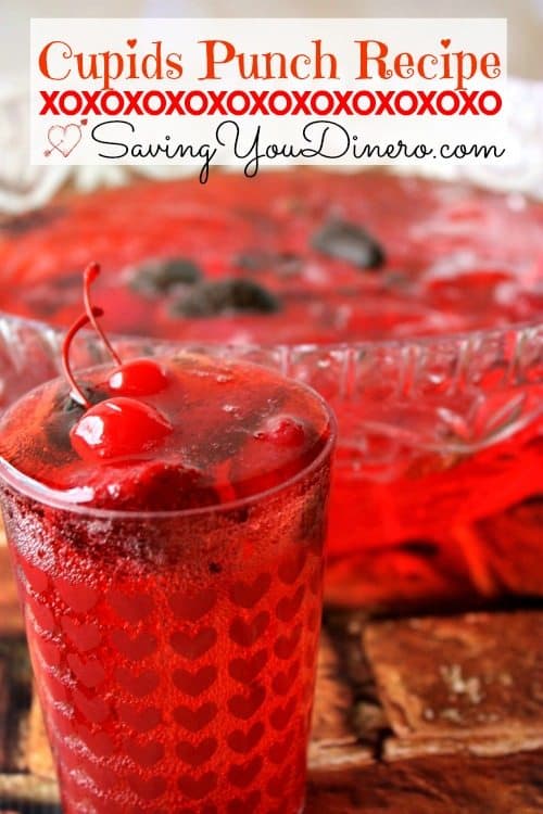 Valentine's Day Cupids Punch is an easy non-alcoholic punch recipe that kids and adults will love! It's a punch recipe that could also be served at baby showers or kids birthday party. It has just a few ingredients so it's easy to make!!
