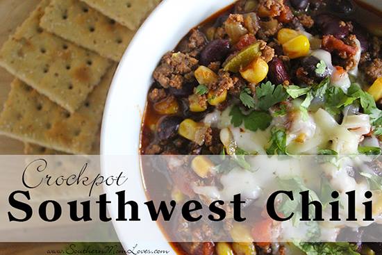 Crockpot Southwest Chili Recipe {#12DaysOf Slow Cooker Recipes}