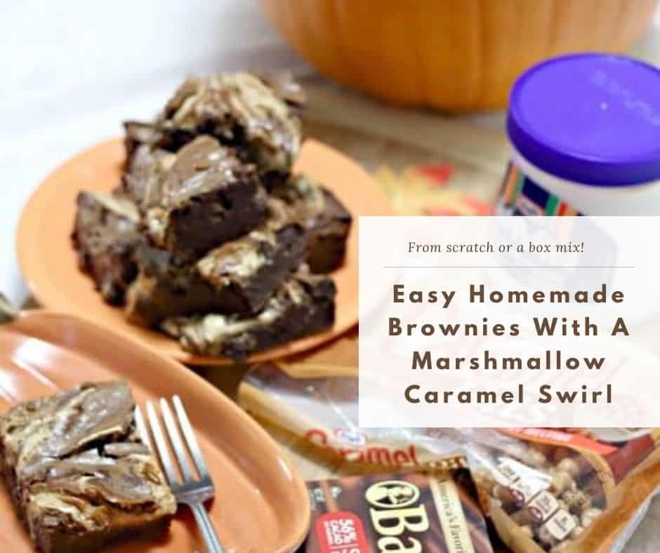This Easy Homemade Brownies recipe will satisfy your chocolate craving. You will love the fudgy texture with swirls of caramel and marshmallows!