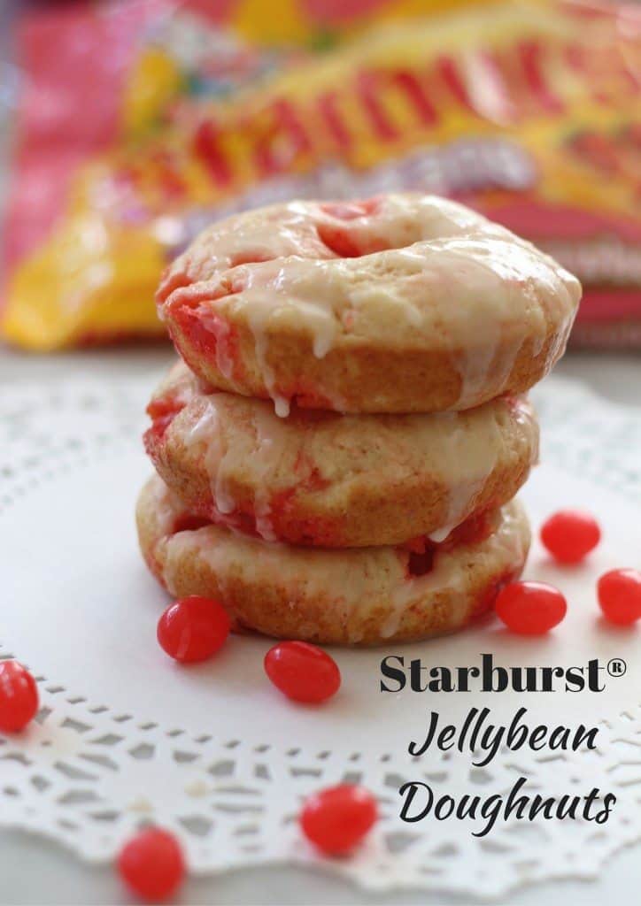 You have to try these Easy Homemade Starburst Jellybean Doughnuts. They are baked and then you top them with a delicious vanilla glaze. I like the strawberry jelly beans. It's a great Easter Recipe!