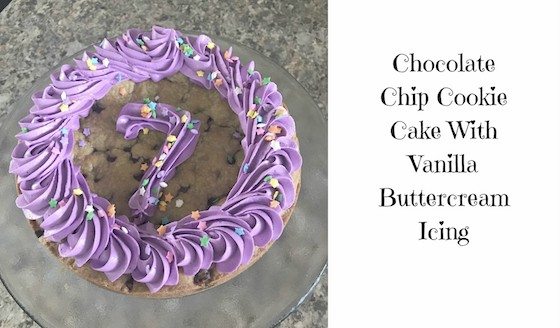 Chocolate Chip Cookie Cake With Vanilla Buttercream Icing
