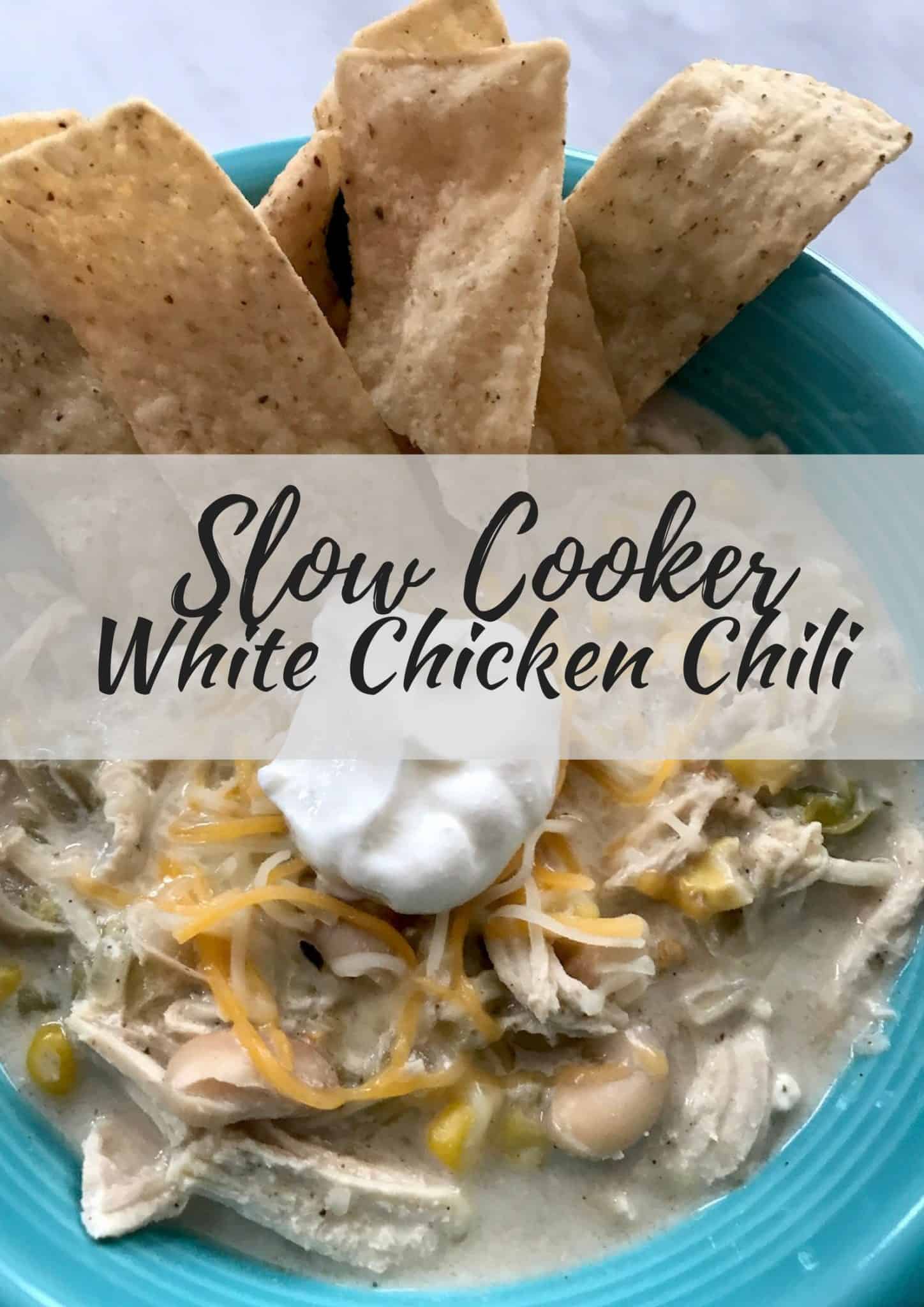 Creamy Slow Cooker White Chicken Chili #Easydinners