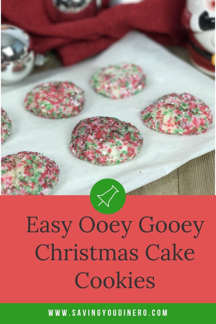 Easy Ooey Gooey Christmas Cake Cookies - This is a very easy and the best Christmas cookie recipe. It's great to make with kids or take to a cookie exchange. #Christmascookies #Christmas #Xmas #holidays #holidaybaking #holidayrecipes #SYD