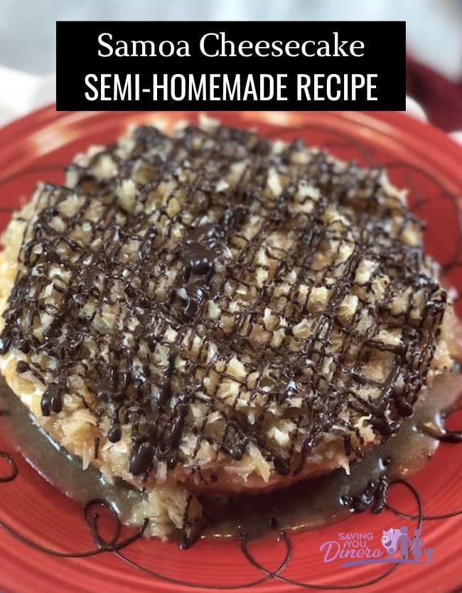 Don't stress over a delicious dessert. Make this Semi-Homemade Dessert. It's a Caramel Coconut Chocolate Cheesecake!