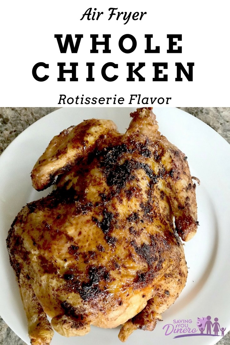 If you have an air fryer you want to try this recipe for Air Fryer Whole Chicken. It tastes just like the Rotisserie chickens you get from a grocery store but so much cheaper!