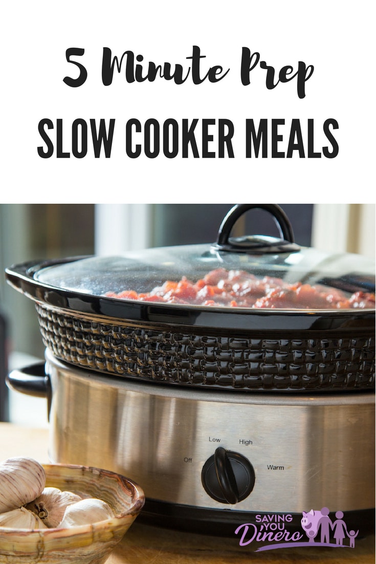 Easy Slow Cooker meals for your family. You can prep these meals in about 5 minutes and dinner is done! Plus you will find a printable shopping list and recipe list. 