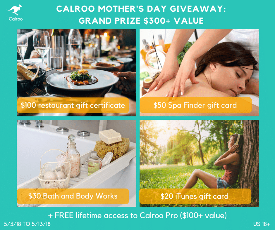 Calroo Mother's Day Giveaway! Over $1000 in prizes! Ends 5/13 #Calroo @Calroo_app #2018SpringGuide