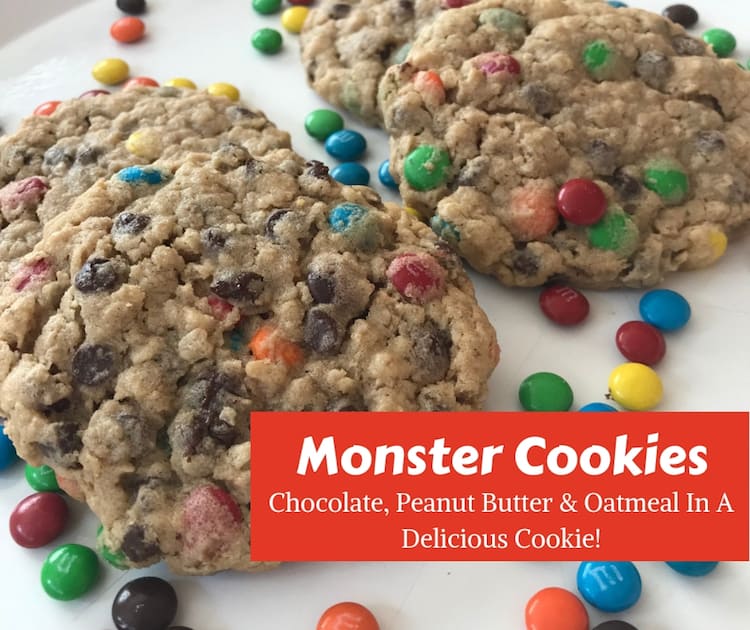 Try out this recipe for Monster Cookies. It is everything you want in a cookie- chocolate, peanut butter, M&Ms and oatmeal!