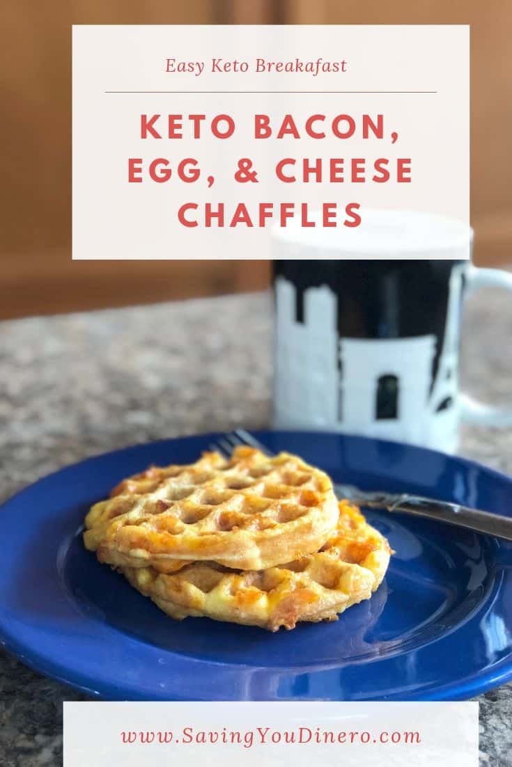 Keto Bacon, Egg, & Cheese Chaffles are so easy - mix the ingredients, add them to the waffle maker, cook for 2:30 and it's done! It's a great keto, low carb breakfast recipe!