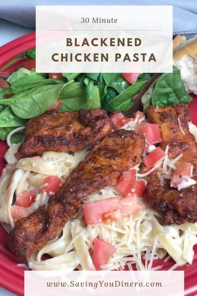 This Blackened Chicken Alfredo is one of my all-time favorite pasta dishes. You won't believe how easy is it to make it at home! Fancy enough for a special occasion and easy enough for a weeknight meal! Plus it's a 30-minute meal so you don't have to run thru the drive-thru to get dinner on the table. It's easy and creamy and I love the fresh tomatoes on top.