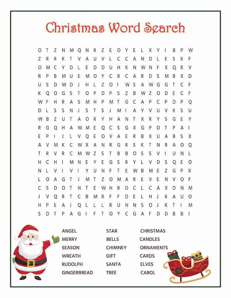 Free Christmas Printable Games - Christmas Word Search