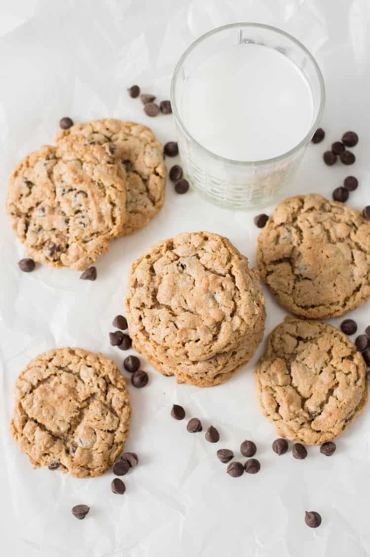 If you are looking for a Gluten Free Cookie Recipe - this is it!! It's a flourless cookie with oatmeal, peanut butter and chocolate chips!