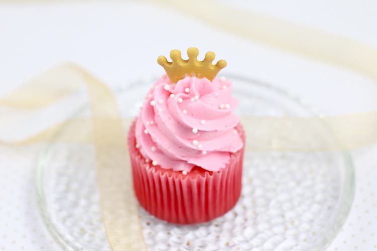 Princess Raspberry Jello Cupcakes with White Chocolate Raspberry Jello Buttercream Frosting