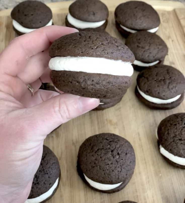 You are going to love this Devil Dogs Recipe. It's a Chocolate Whoopie Pies With A Marshmallow Filling. It's like a copycat Devil Dogs recipe.