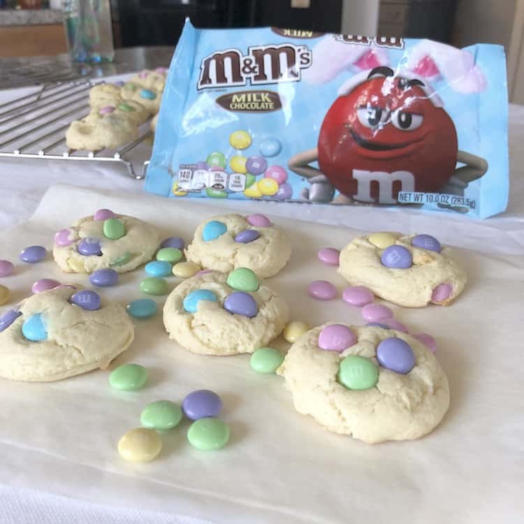 You can make these Easy Easter Cookie Recipe With M&Ms with a cake mix! They come together quickly and taste delicious, & full of Spring colors!