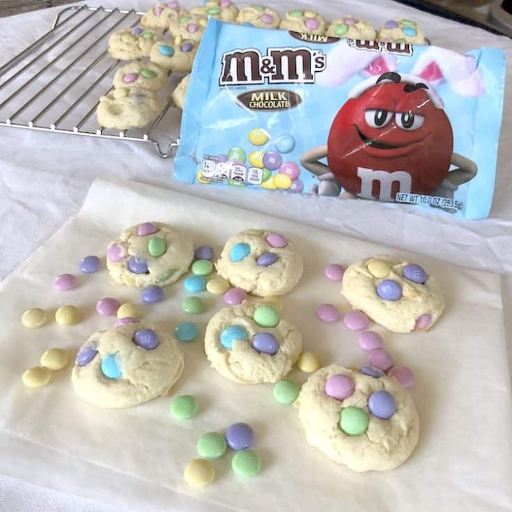 You can make these Easy Easter Cookie Recipe With M&Ms with a cake mix! They come together quickly and taste delicious, & full of Spring colors!