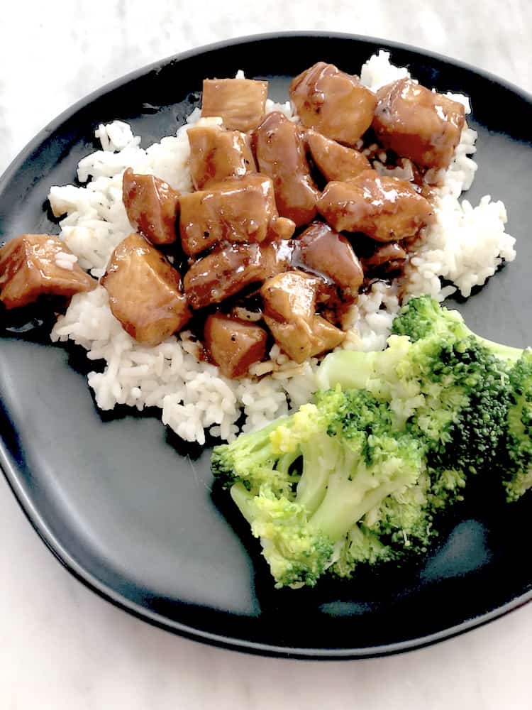 This easy Bourbon Chicken recipe is so easy! You will get it on the table in less than 30 minutes and it's better than Chinese take-out! 
