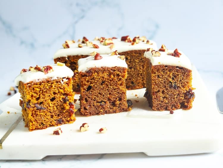 This delicious Pumpkin Cranberry Cake with a cream cheese frosting combines the flavors of fall in a flavorful cake!