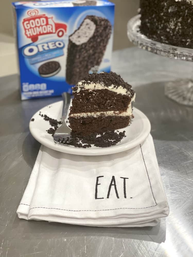 You will love this Chocolate Oreo Cake Recipe! It's a moist chocolate cake covered in vanilla buttercream and chocolate crumbles!