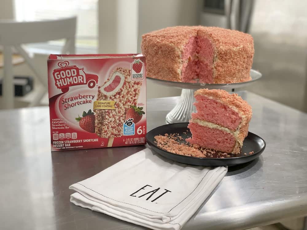 Strawberry Shortcake Cake tastes just like Good Humor Strawberry Shortcake Ice Cream bars! It's so delicious and it's an impressive cake!
