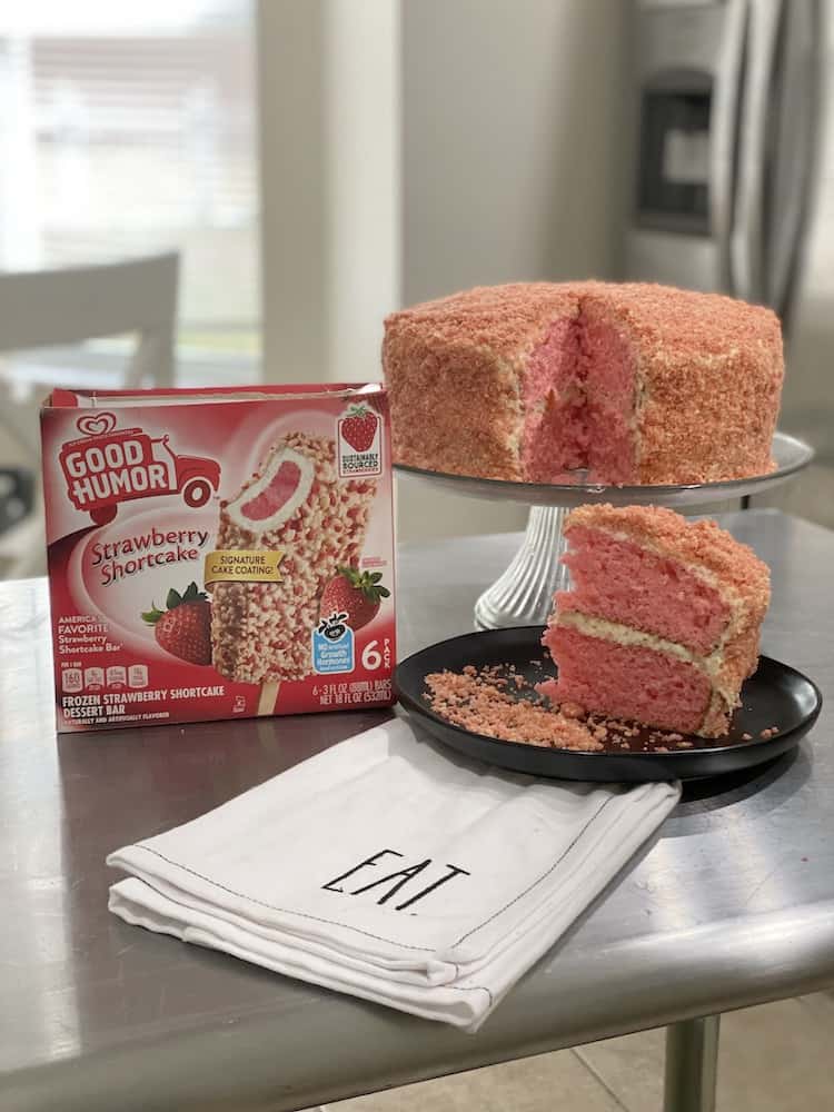 Strawberry Shortcake Cake tastes just like Good Humor Strawberry Shortcake Ice Cream bars! It's so delicious and it's an impressive cake!