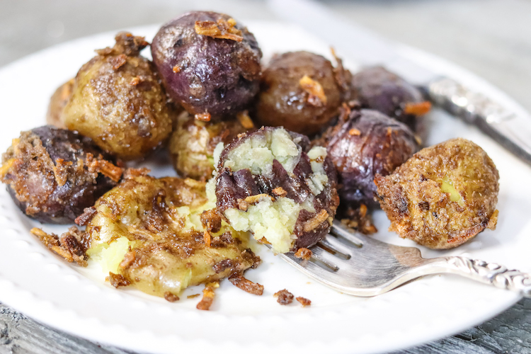 This recipe for onion roasted potatoes only uses a small bag of new potatoes, onion soup mix, and olive oil. It's a great side dish for so many meals. 