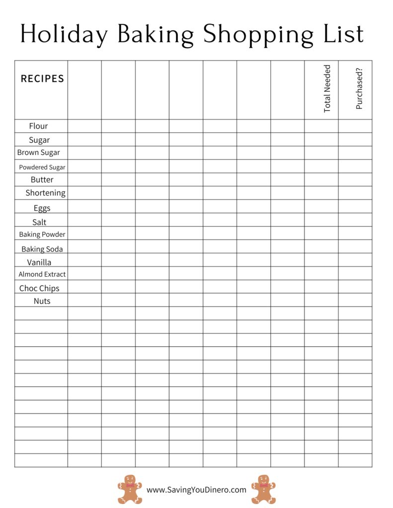 Check out these FREE Holiday Meal & Baking Printable Shopping List. You will know exactly what you need for each recipe!