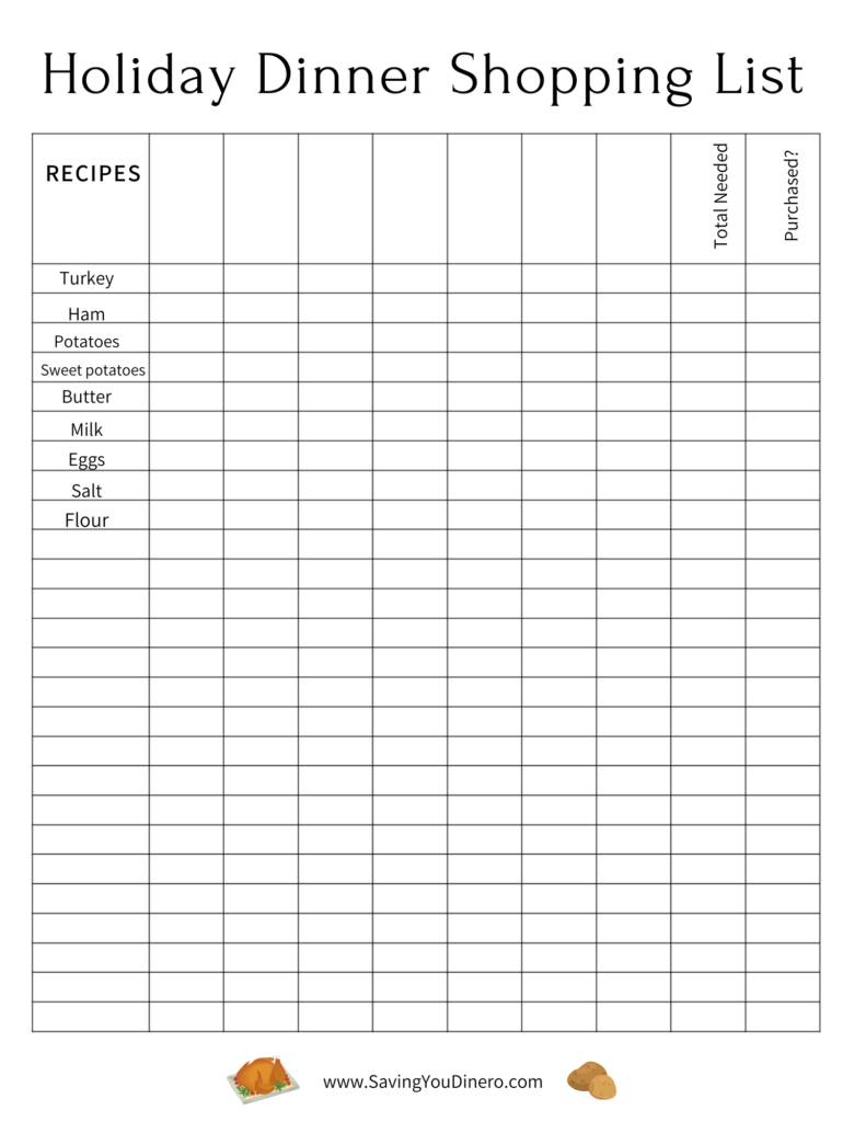 Check out these FREE Holiday Meal & Baking Printable Shopping List. You will know exactly what you need for each recipe!