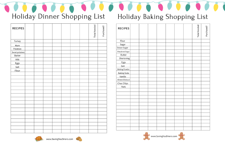 Check out these FREE Holiday Meal & Baking Printable Shopping List. You will know exactly what you need for each recipe! Check out these FREE Holiday Meal & Baking Printable Shopping List. You will know exactly what you need for each recipe!