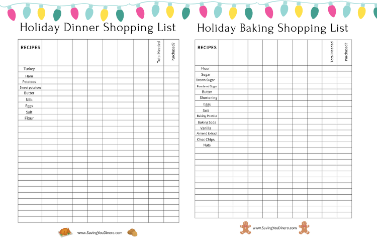 Check out these FREE Holiday Meal & Baking Printable Shopping List. You will know exactly what you need for each recipe!