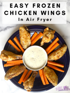 Just add frozen wings to the air fryer basket for crispy chicken wings! Add your favorite dipping sauce for the perfect meal or snack!