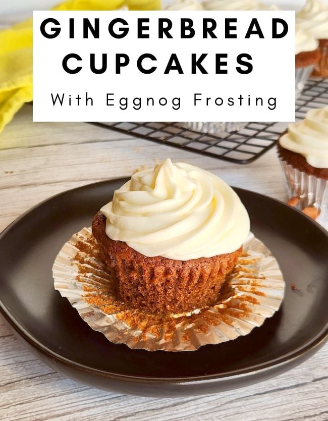 Try this delicious gingerbread cupcake recipe with an eggnog frosting. They are homemade cupcakes from scratch and are moist and flavorful. It's the perfect treat during the holidays!