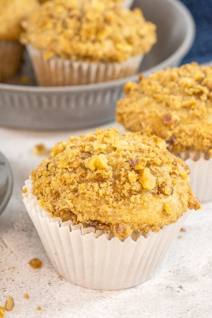 When you have overripe bananas - you need to make banana muffins! These jumbo bakery style banana muffins with nuts are so delicious.